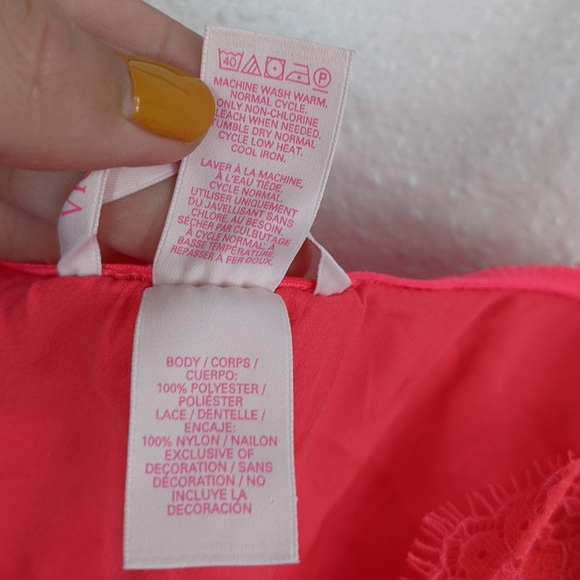Victoria's Secret Bight Pink Lace Crop Lingerie - Picture 3 of 16